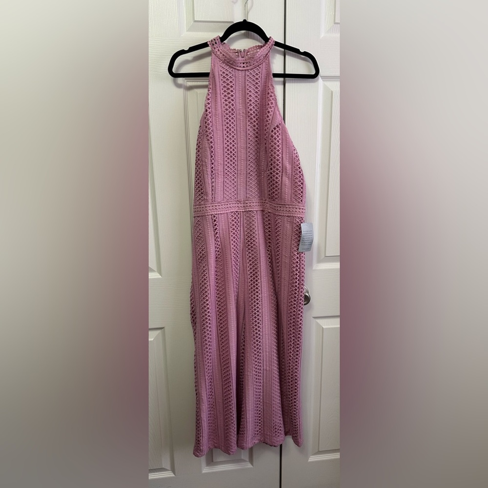 Chelsea28 Mauve Lace Halter Jumpsuit